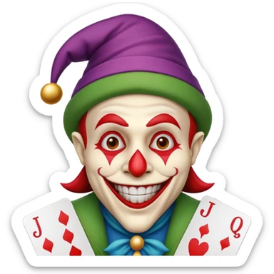 poker card with a funny jolly joker inside the card sticker
