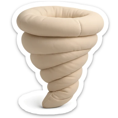 tornado in cushion style, soft plush look, swirling shape sticker
