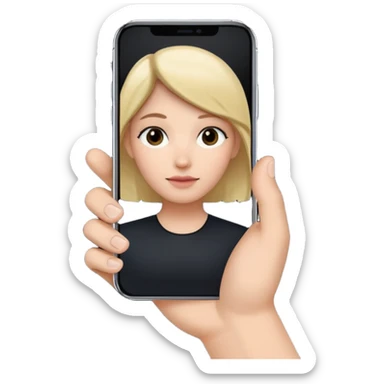 one hand showing iphone 17 pro with black screen, only hand and phone sticker