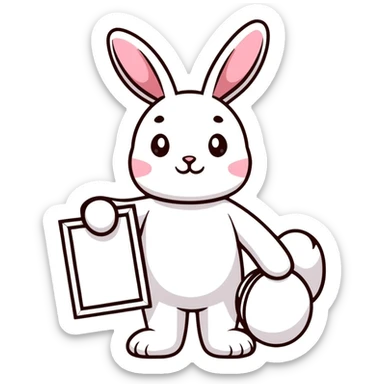 rosy bunny holding signboard high sticker