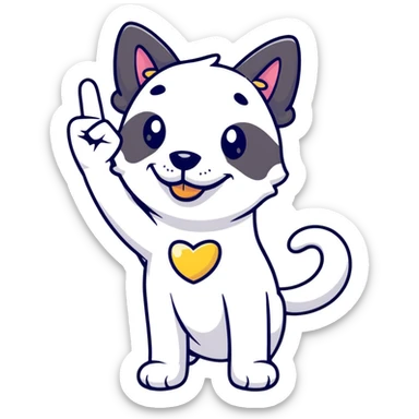 A proud cartoon dog giving a perfect OK hand gesture with sparkles all around sticker