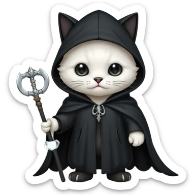 Grim reaper cat sticker