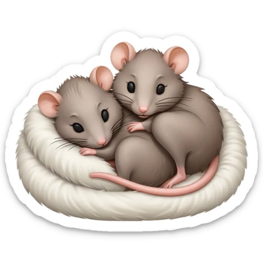 two rats laying in human bed sleeping  sticker
