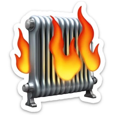 Radiator on fire sticker