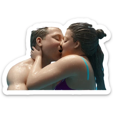 poolside kiss in the water sticker