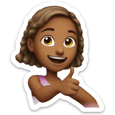 A girl pointing and saying good one  sticker