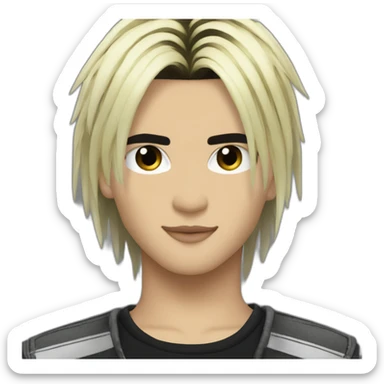 Bill Kaulitz black hair down with blonde highlights emo sticker