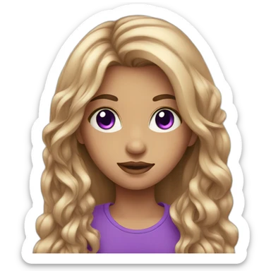 beautiful girl with purple eyes and long hair sticker