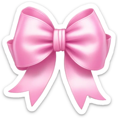 Bow Emoji "A pastel pink bow tied perfectly, with flowing silky ribbons and a glowing shimmer around its edges." sticker