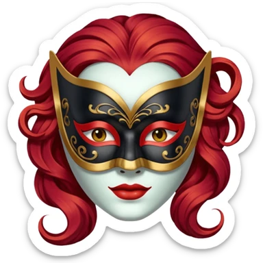masked person venice bauta woman red hair sticker