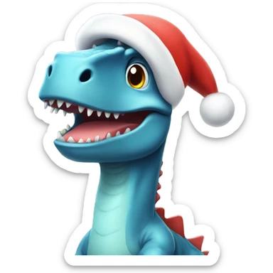 A happy Dino wearing a Santa hat sticker