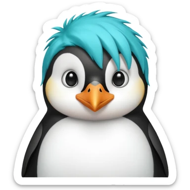 penguin head with turquoise hair sticker