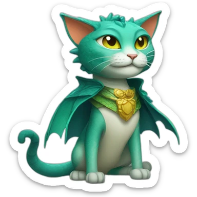 The cat is dressed in a dragon costume sticker