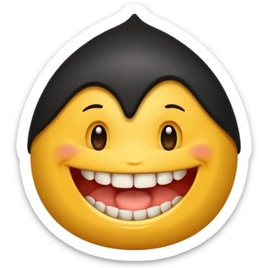 Emoji de pele preta com aparelho dentário bragets com os dentes a mostra bem amarelo sticker