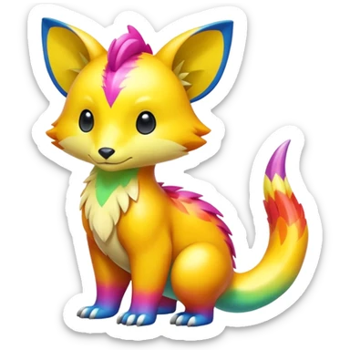 Cute shiny colorful exotic animal hybrid Fakemon full body sticker