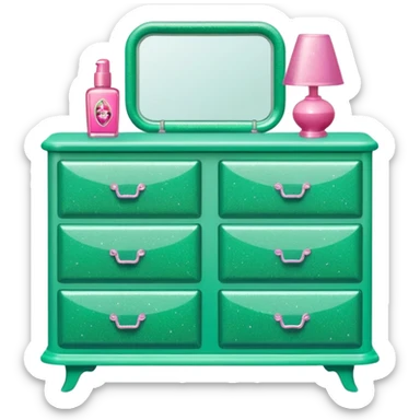 barbie dresser green with glitter sticker