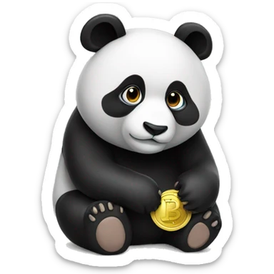 black panda with the toncoin coin sticker