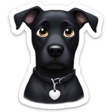 a black dog with a black muzzle with a white chest and hanging ears sticker