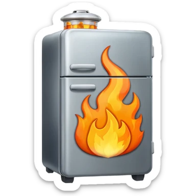 Fridge on fire sticker