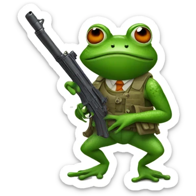Frog with gun  sticker
