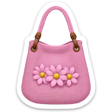knitted bag pink flowers sticker
