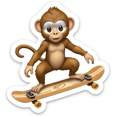 monkey pretending to skateboard sticker
