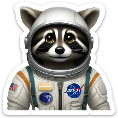 Raccoon wearing a spacesuit sticker