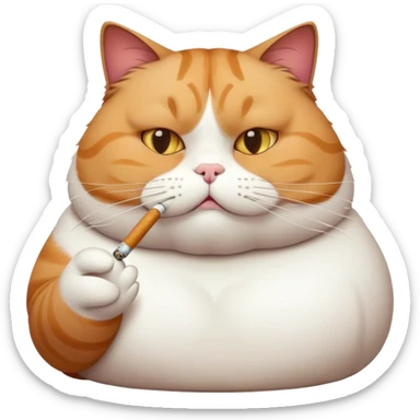 Fat cat with a cigarette  sticker