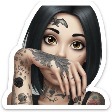 Feminine arm, black fingernails and gothic tattoos  sticker