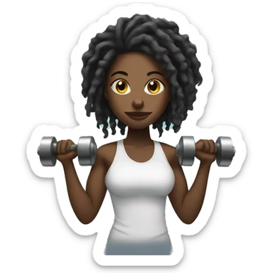 Black girl with locs using dumbbells sticker
