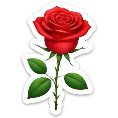 A beautiful red rose flower with green stem and leaves sticker