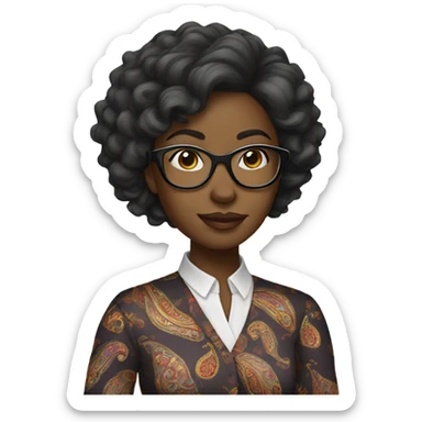 black nerdy female with paisley  sticker