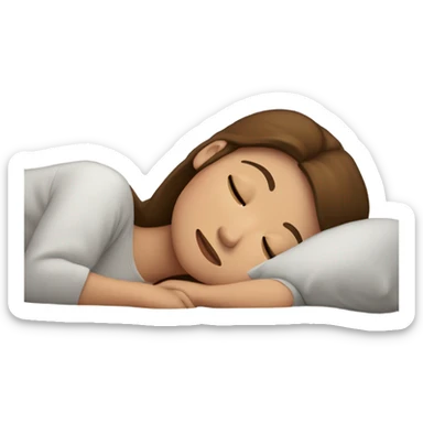 Girl with brown hair sleeping on gray pillow  sticker