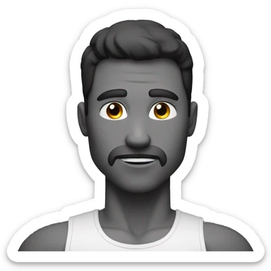 A black and white emoji of a muscular man, no colour, and he is looking to the top left with a strong jawline sticker