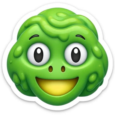 emoji representing AI slop, green and goopy, with digital glitch effect sticker