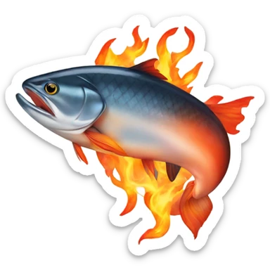 Salmon fish engulfed in flames sticker