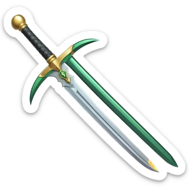 Double-edged arched sword with green color sticker