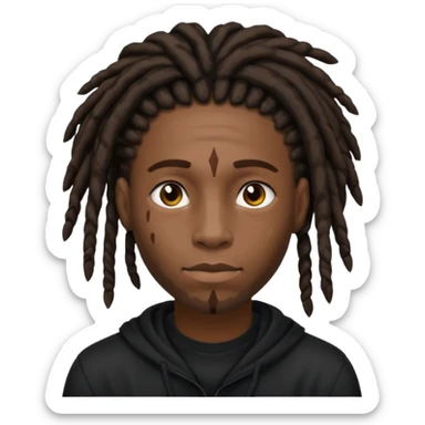black male with dreads and a birthmark on his left cheek playboi carti in black clothing sticker