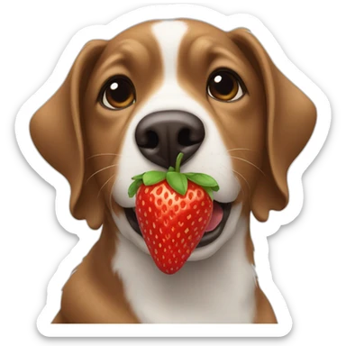 A dog eat strawberries  sticker