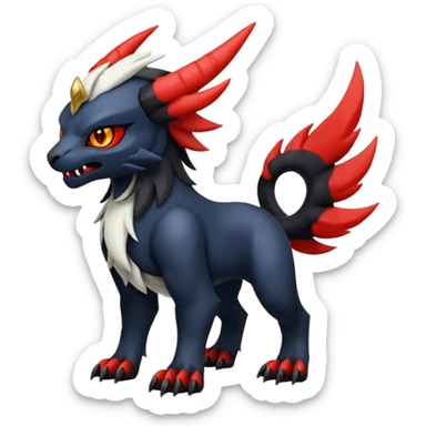 Handsome cool badass edgy Absol-Litten-Guilmon-Giratina-Pokémon-Fakémon-fusion-hybrid-creature sticker