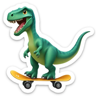 Un dinosaurio en una patineta  sticker