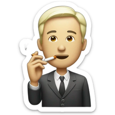 Men smoking cigarette with smoke sticker