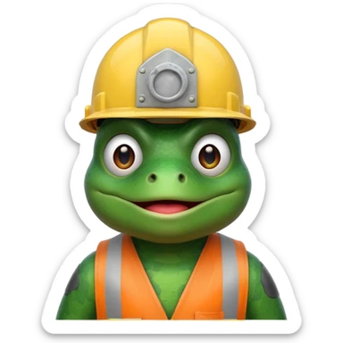 bufo (the meme frog) with construction helmet, emoji style please sticker