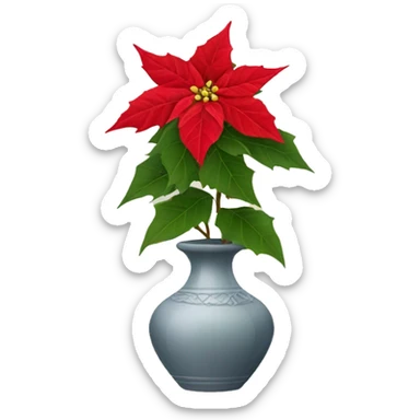 Red poinsettias in  vase sticker
