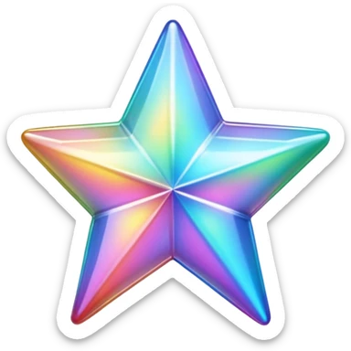 vibrant holographic rainbow y2k aesthetic glass star sticker