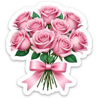 A sparkly romantic beautiful cute pretty aesthetic soft-pink bouquet of roses with a small ribbon sticker