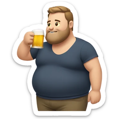 Fat gay man drinking beer sticker