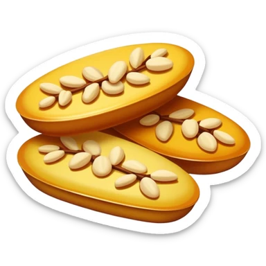 Suzhou Pine Nut Candy brittle sweet with visible nuts, simplified emoji style with bold outlines and bright colors, cartoon style traditional Chinese confection sticker