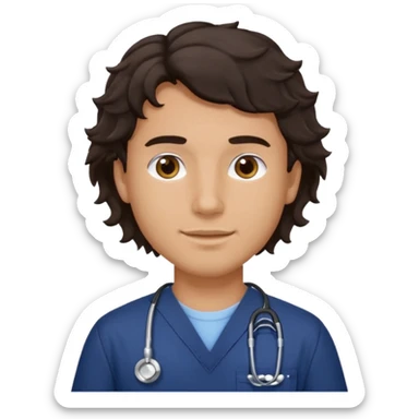 male dark brunette wavy hair navy scrub vet


 sticker