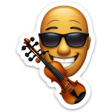 Violin laughing with sunglasses  sticker
